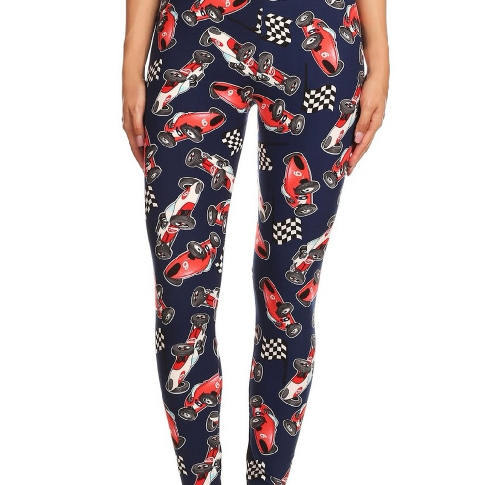 Women's Navy Racing Car Print Leggings